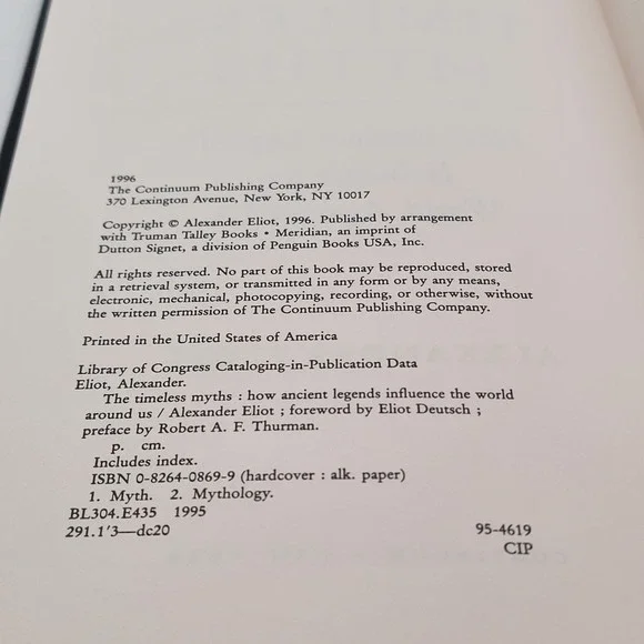 Alexander Eliot The Timeless Myths HC 1st Edition Mythology Legends Excellent - Picture 7 of 9